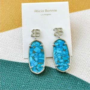 NEW Alicia Bonnie Drop Earrings - Ella Silver Bronze Veined Turquoise